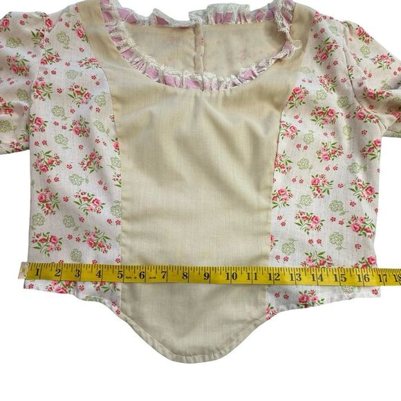 Handmade Pink Roses & Cream Colonial 1700’s Style Shirt & Skirt Set Size Small - Picture 14 of 16